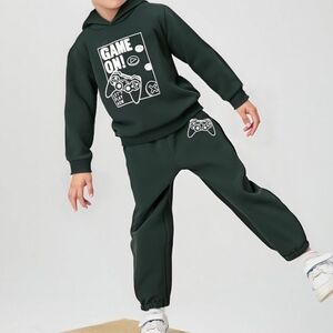 Kids Black Game On Hoodie and Joggers Set